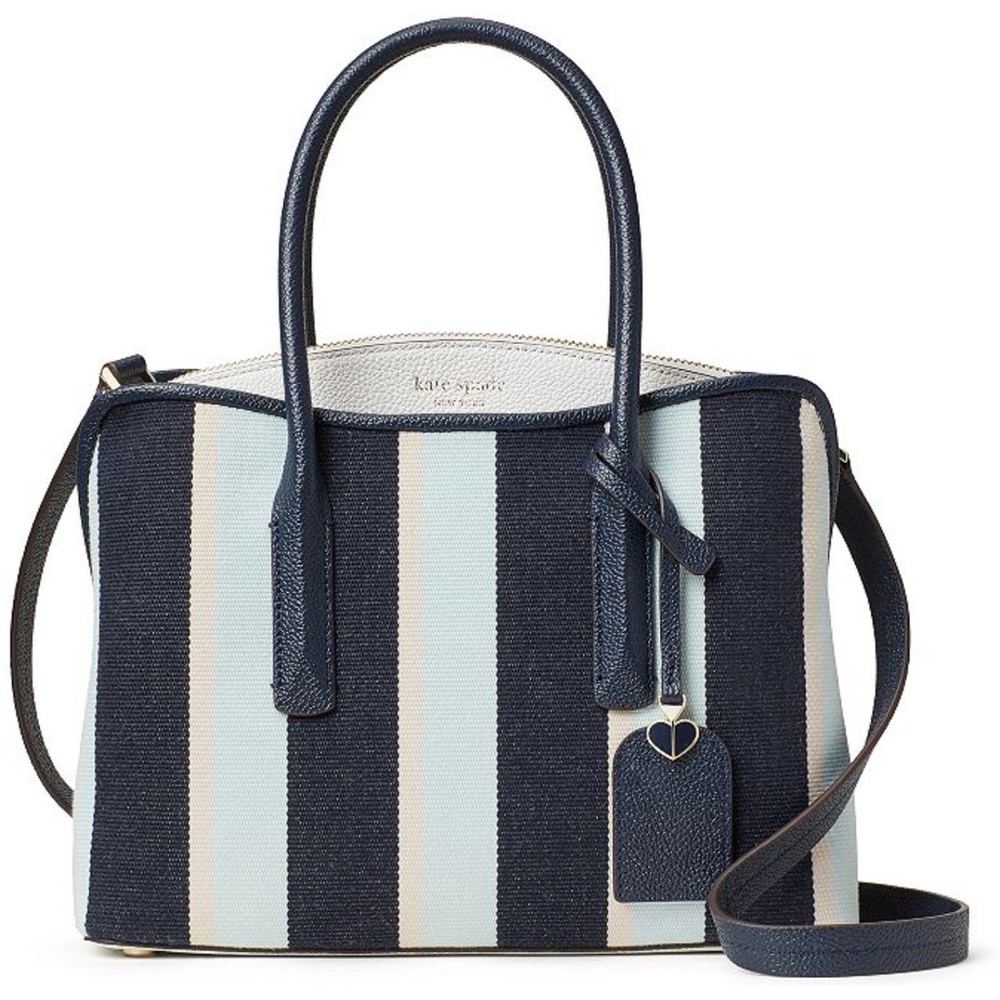 Kate Spade Margaux Navy and Cream Striped Satchel Crossbody